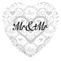 Mr & Mr Silver Filigree 18" Foil Balloon