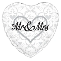 Mr & Mrs Silver Filigree 18" Foil Balloon