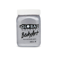 Global Metallic Silver Body & Face Paint - 200ml - AUS made