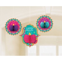 Diwali Honeycomb Hanging Decorations - Pk 3