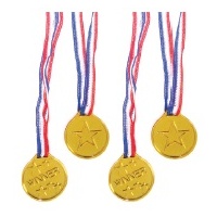 Gold Star Medals Party Favours - Pk 4