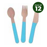 CUTLERY WOODEN MIXED 12PK BLUE