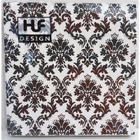 NAPKINS PRINTED DAMASK BLKWHT 3PLY 20PC