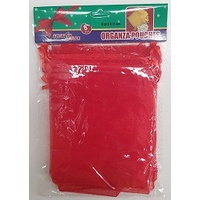 Red Organza Drawstring Bags (9x12cm) - Pk 8