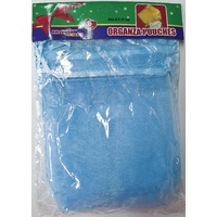 Light Blue Organza Drawstring Bags (9x12cm) - Pk 8