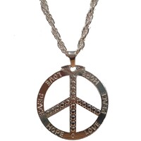 Peace Sign Heavy Metal Silver Necklace