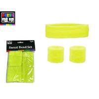 Neon Yellow Headband & Sweatband Set