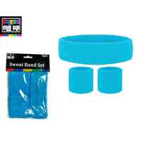 Neon Blue Headband & Sweatband Set