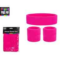Neon Pink Headband & Sweatband Set