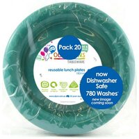 REUSABLE Green Plastic Lunch Plates (18cm) - Pk 20