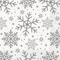 Gold & Silver Snowflake Paper Napkins - Pk 16