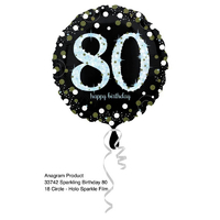 Holo Sparkling 80th Birthday Foil Balloon (43cm)