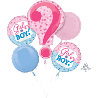 Gender Reveal Foil Balloon Bouquet - Pk 5