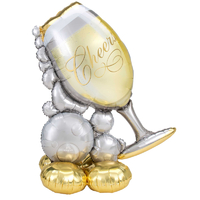 Foil AirLoonz Gold/Silver Bubbly Wine Glass