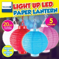 20cm LED Paper Lantern - Asstd Colours