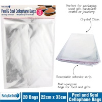 Premium Peel & Seal Cellophane Bags (22x33cm) - Pk 20