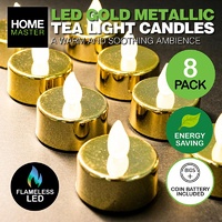 Candles LED Tealight Metallic - Pk 8