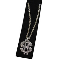 Silver Dollar Sign Costume Necklace