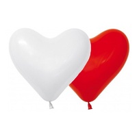 Latex Fashion Hearts Balloons Red&White - Pk 12