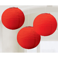 Red Paper Lanterns Round - Pk3