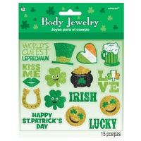St Patricks Glitter Body Jewellery - 15 Pcs