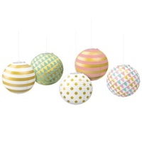 Pastel Mini Paper Hanging Lanterns 12.7cm - Pk 5