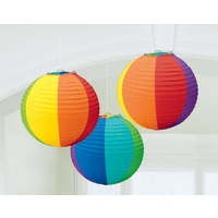Rainbow Paper Lanterns (24cm) - Pk 3