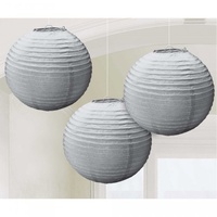 Silver Paper Lanterns 24cm - Pk 3