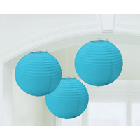 Carribean Blue Paper Lanterns (24cm) - Pk 3