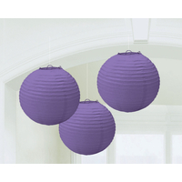 Purple Paper Lanterns 24cm - Pk 3