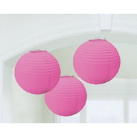 Bright Pink Paper Lanterns 24cm - Pk 3
