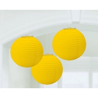 Sunny Yellow Paper Lanterns (24cm) - Pk 3