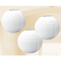 Frosty White Paper Lanterns 24cm - Pk 3