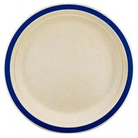 Royal Blue Rim Sugarcane Paper Plates (18cm) - Pk 10