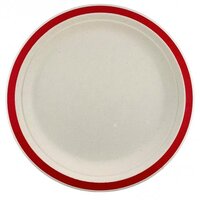 Sugarcane Lunch Plate 18cm with Red Rim - Pk 10