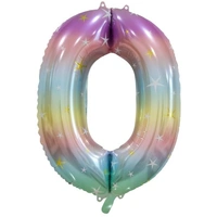 #0 Pastel Rainbow 34" Foil Balloon