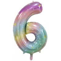 #6 Pastel Rainbow 34" Foil Balloon