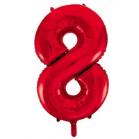 #8 Red 34" Foil Balloon
