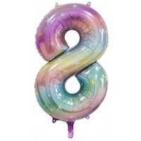 #8 Pastel Rainbow 34" Foil Balloon