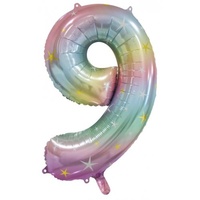 #9 Pastel Rainbow 34" Foil Balloon