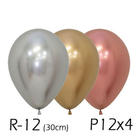 30cm Assorted Reflex Balloons - Pk 12