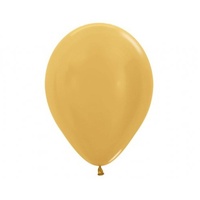 5" (12cm) Metallic Gold Latex Balloons - Pk 100