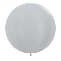 60cm Satin Silver Latex Balloons - Pk 3