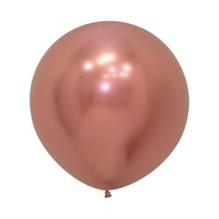 60cm Reflex (Chrome) Rose Gold Latex Balloons - Pk 3