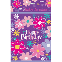 Floral Plastic Birthday Loot Bags - 8pk