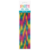 Metallic rainbow paper straws - 10pk