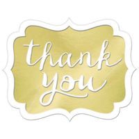 Gold Thank You Stickers - 50 pcs
