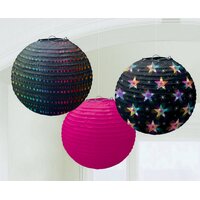 Disco Fever Round Paper Lanterns - 3pk - 24.1 cm in diametre