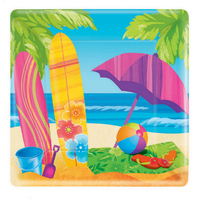 Beach Themed Square Paper Plates (17cm) - Pk 8
