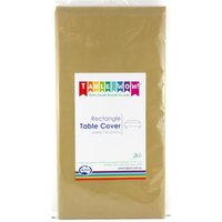 Gold Plastic Rectangle Tablecover (137x274cm)